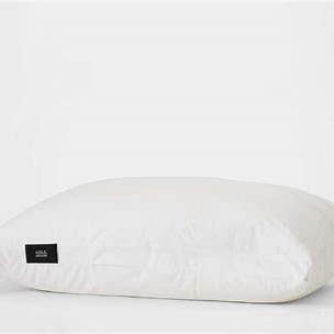 Adjustable white pillow with a soft outer shell, designed for comfort and support.