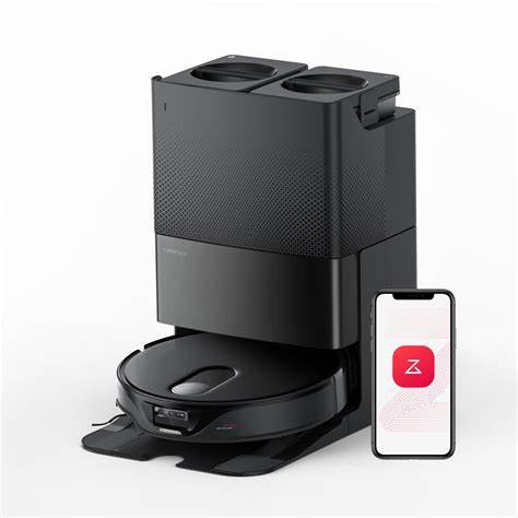 Top 4 Robot Vacuums: Best Choices for Every Budget 2 A black robot vacuum with a multifunction dock featuring dustbin emptying capabilities and a smartphone app for remote control.